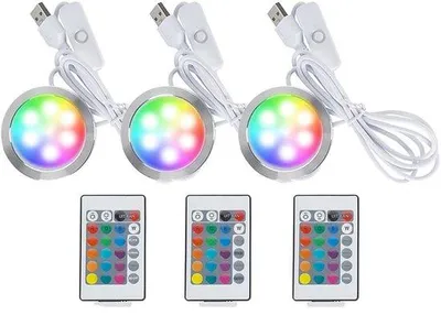 Immagine prodotto di Lampade LED RGB con telecomando - Con controllo del colore - Funzione memoria - Compatte, alimentate tramite USB