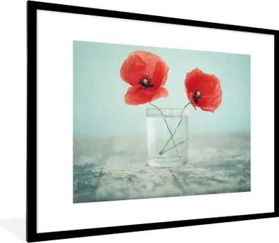 Produktbild von MuchoWow® MuchoWow® Gerahmtes Poster Mohn - Stilleben - Blumen 80x60 cm - Poster mit zchwarzem Bilderrahmen - Schlafzimmer-Dekorationen - Fotoposter
