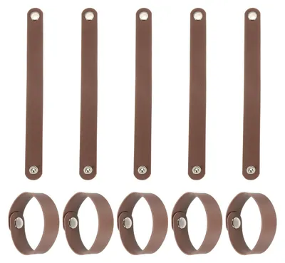 Produktbild von Leder-Schnapparmbänder - 10 Stück - Einfaches Design - Braun