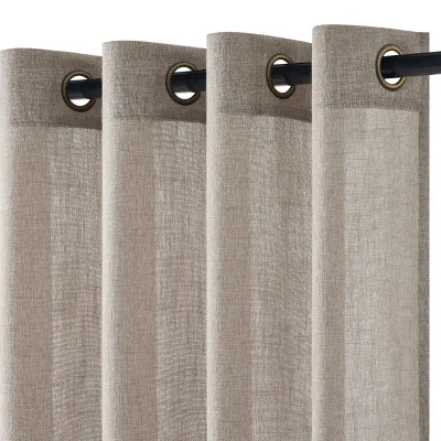 Produktbild von Sehr langer Vorhang, 140 x 260 cm (B x H) - Set aus 2 Stück - Leinen-Vorhänge für das Wohnzimmer mit Ösen - Halbdurchsichtiger Vorhang