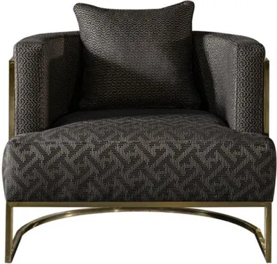 Produktbild von Sessel Schwarz Luxus Polster Stoff 1Sitzer Polster Modern Möbel Wohnzimmer