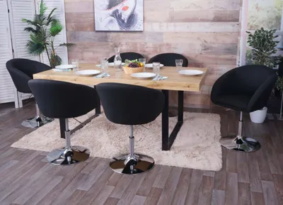 Immagine prodotto di set di 6 sedie per sala da pranzo HWC-F19, sedia da cucina sedia girevole sedia da salotto, girevole regolabile in altezza ~ tessuto/tessuto antracite