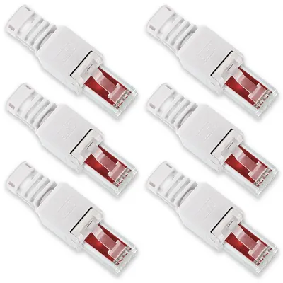 Produktbild von 6x Netzwerk Stecker RJ45 Cat6 Cat7 Cat5 LAN Kabel werkzeuglos Netzwerkstecker