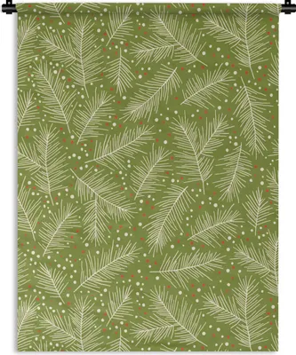 Produktbild von MuchoWow® Wandteppich Wandbehang Tannenzweig - Muster - Weihnachten - Winter 60x80 cm Tapisserie Dekoration Wandtuch - Decke - Wandtücher - Wohne