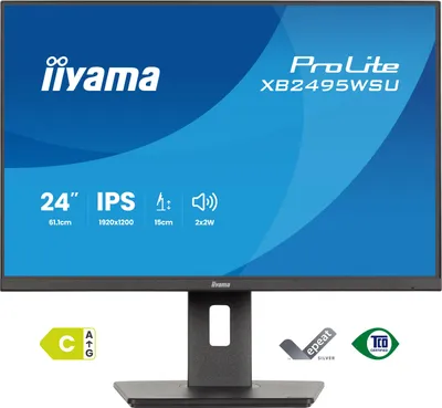 Produktbild von IIYAMA TFT XB2495WSU 61.1cm IPS 24.1''/1920x1200/DP/HDMI/USB-Hub/höv