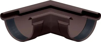 Produktbild von INEFA Rinnenwinkel 90 Grad halbrund Außenwinkel, PVC NW150 / 150mm Dunkelbraun Wulst außen, Verbindungsstück Dachrinnenzubehör,  Germany