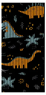 Produktbild von Akustikpaneele mit Digitaldruck Dinos02 19 x 1133 x 2400 mm Dinosaurier MDF PET-Fasern Wandpaneele Schwarz Orange 2 Einzelplatten