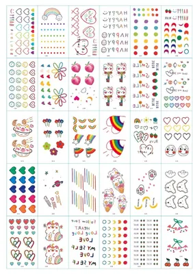 Image de INF Tatouages temporaires 30 feuilles aux motifs colorés