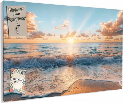 Produktbild von Magnettafel 60x40cm magnetisch & beschreibbar Metall-Board - Strand Sonnenuntergang