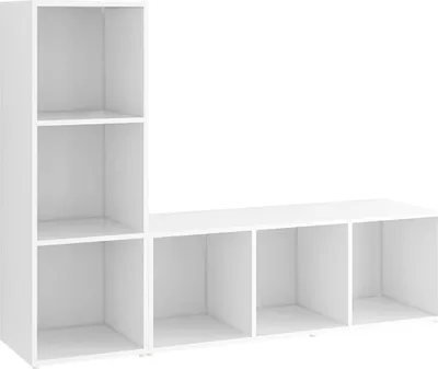 A white modular shelving unit is shown against a white background.