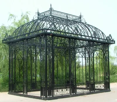 Immagine prodotto di Casa Padrino Luxury Art Nouveau Garden Pavilion Black 593 x 379 x H. 520 cm - Elegante casetta da giardino in ferro battuto - Nobile e magnifico