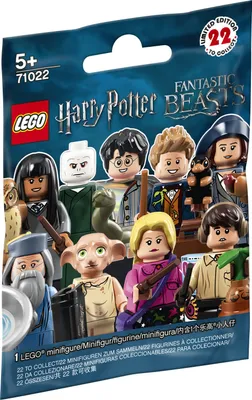 A bag of LEGO minifigures from the Harry Potter and Fantastic Beasts series.