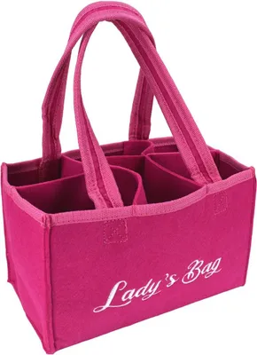 Produktbild von Flaschenträger aus Filz pink mit 6 Fächern Frauenhandtasche Ladys Bag