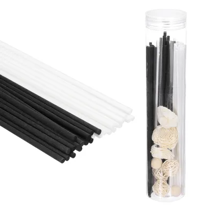 Diffuser-Stäbchen-Set, 70 Teile, schwarz-weiß, mit Flasche