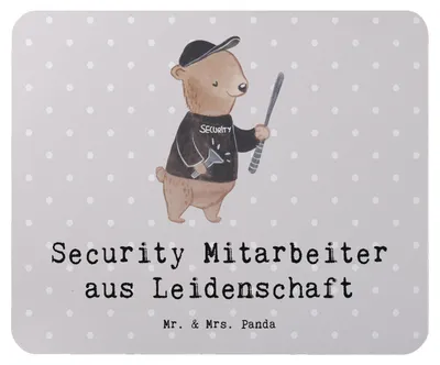 Produktbild von Mr. & Mrs. Panda Mauspad Security Mitarbeiter Leidenschaft - Grau Pastell - Geschenk, Mousepad, laptop, Mouse Pad, mousematte, mausteppich