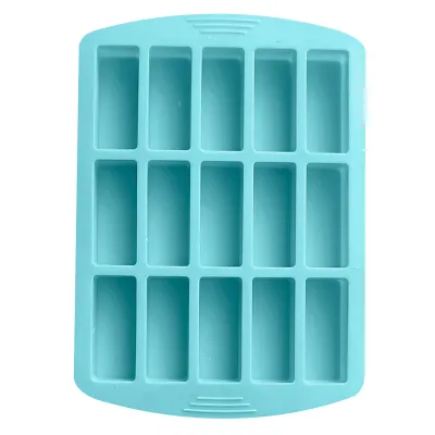 Produktbild von Kuchenform 15 Mulden Mehrzweck-Antihaft-Wiederverwendbare Hochtemperaturbeständigkeit Dekorative DIY-Rechteck-Silikon-Schokoladenform-Eiswürfel-Tablett-Gitter für Bäckereien-Blau