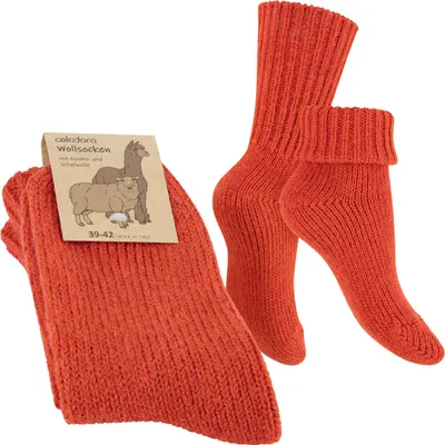 Produktbild von Celodoro Damen & Herren Wollsocken mit Umschlag (1 Paar) - Orange 35-38