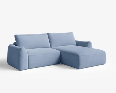 Produktbild von Ecksofa mit Schlaffunktion und Bettkasten Couch RECHTS Blau Gino VIBE 70