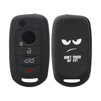 Produktbild von kwmobile Autoschlüssel Hülle kompatibel mit Fiat 4-Tasten Klapp Autoschlüssel Hülle - Schlüsselhülle Don't touch my Key Weiß Schwarz