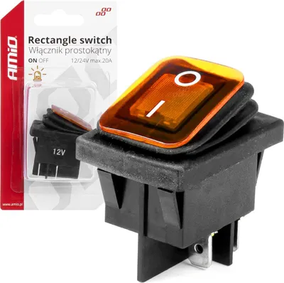 Produktbild von Rechteckiger Schalter beleuchtet AMIO-03091, 12/24V, 20A, schwarz
