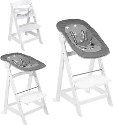 Productafbeelding van Houten Zitstoelenset 2-In-1 Voor Pasgeborenen - Meegroeiend Tot Kinderstoel - Wit - 44-50 x 54 x 80 cm