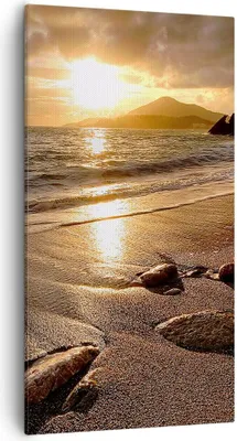 Produktbild von Bild auf Leinwand - Leinwandbild - Strand Wolken Abend Küste - 55x100cm - Wand Bild - Wanddeko - Leinwanddruck - Bilder - Kunstdruck - Wanddekoration - Leinwand bilder - Wandkunst - PA55x100-2527