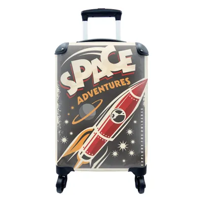 Produktbild von MuchoWow® Koffer Handgepäck Trolley Rollkoffer Kleine Reisekoffer mit 4 Rollen - Rakete - Jahrgang - Weltraum - Cabin Size < 55x40x23 cm & 55x40x20 cm - Fotokoffer - Kabinenkoffer - Boardgepäck - Reise-Box - Reisekoffer - Reisegepäck - Koffer mit Bild - Trolley für Kinder