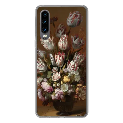 Produktbild von MuchoWow® Handyhülle Schutzhülle Hülle für Huawei P30 Kunst - Blumen - Stillleben - Alte Meister - Vintage Silikon Softcase Handy Hülle - Kartenbesitzer