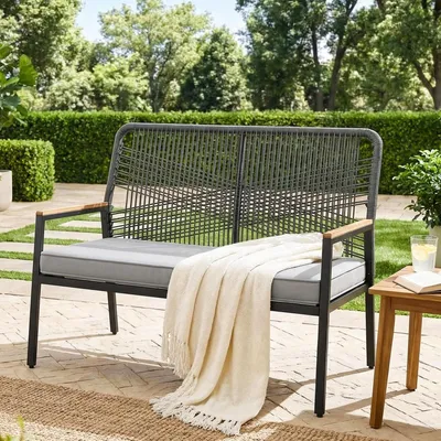 Produktbild von Gartensofa 2-Sitzer Polyrattan Grau 64x115x94cm