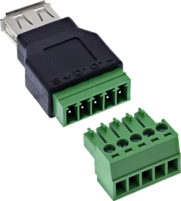 Zdjęcie produktu dla InLine 92504B, Czarny, Zielony, Żeńska/Żeńska, Prosty, 26/16, 300 V, 10 mΩ