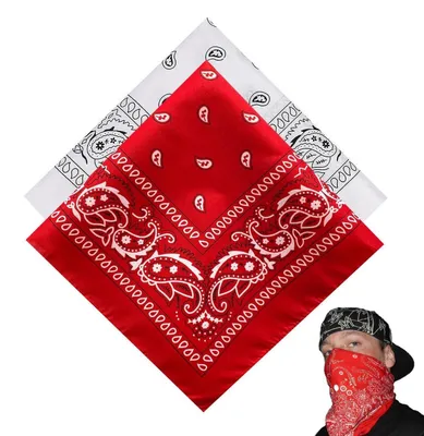 Obrázok produktu pre 2 kusy šatky/bandany, univerzálna, vzor paisley, červená a biela, 55x55 cm, polyester