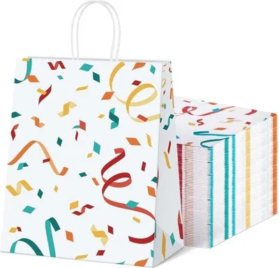 Produktbild von Famanu Geschenkbeutel mit buntem Blumenmuster - 50 Stück - 15 x 8 x 12 cm