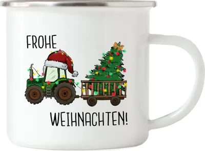 Produktbild von Frohe Weihnachten Emaille Tasse Weihnachten Weihnachtsbaum Weihnachtsdekoration Merry Christmas