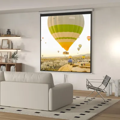 Produktbild von SUGIFT Projektionsleinwand 1:1, Beamer Leinwand 99 Zoll, Rolloleinwand HD 4K, Weiß | Wand- & Deckenmontage | 160° Betrachtungswinkel | 178 x 178 cm