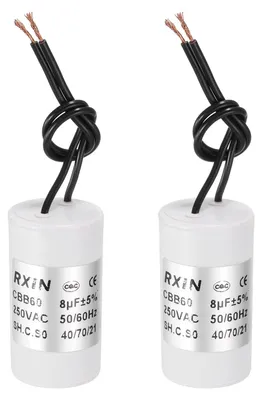 CBB60 Betriebskondensator 8 µF 250 V 2 Stück weiß