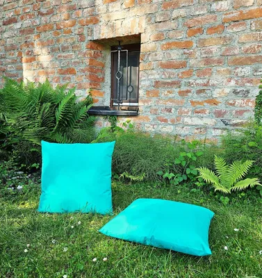 Produktbild von JACK 2x 50x50cm Outdoor Lounge Kissen Dekokissen inkl. XXL-Füllung Wasserabweisend Sitzkissen Garten Stuhl Lotus Effekt, Farbe:Türkis