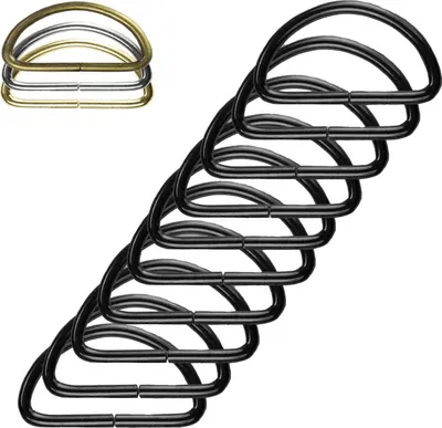 10 stabiler Halbringe D-Ringe schwarz