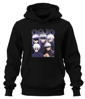 Productafbeelding van Gojo Satoru Jujutsu Kaisen oogmasker, wit haar, anime, cadeau, uni hoodie, zwart, maat M