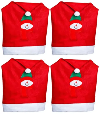 Produktbild von Novaliv Stuhlhussen 4er Set Schwingstuhl Weihnachten I Rot I Schneemann I Stuhlbezug Weihnachten Deko Weihnachtsmütze Stuhlabdeckung Stuhlbezug 4er Set