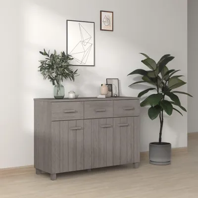 Produktbild von vidaXL Sideboard HAMAR Hellgrau 113x40x80 cm Massivholz Kiefer