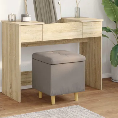 Produktbild von "Schlussverkauf" Aufbewahrungsottomane mit Kissen Taupe 40x40x45 cm Stoff - Barhocker C642
