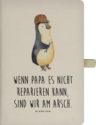 Produktbild von Mr. & Mrs. Panda notizbuch Wenn Papa es nicht reparieren kann, sind wir am Arsch - Transparent - Geschenk, a4, Kariert, Adressbuch, Vater, Vatertag, Skizzenbuch, Journal