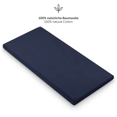 Produktbild von Laleni Jersey Spannbettlaken Laufgitter 6-eckig 100x115 cm -  , 100% Baumwolle, atmungsaktives Spannbetttuch für Baby, 135 g/m², Dark Ocean Blue - blau