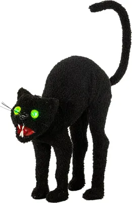 Produktbild von Schwarze Katze mit Leuchtenden LED Augen & Katzenbuckel 32 cm