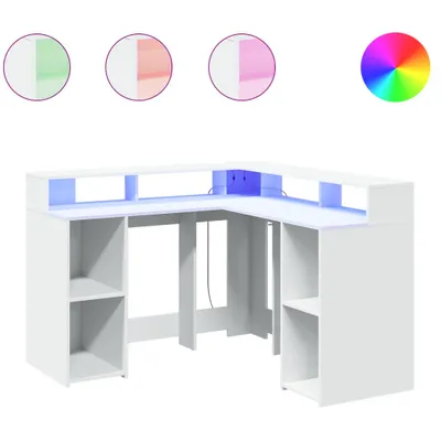 Produktbild von LED-Schreibtisch Weiß 130x130x91 cm Holzwerkstoff