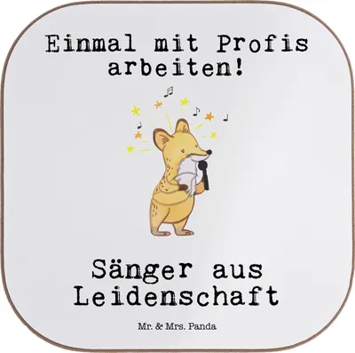 Produktbild von Mr. & Mrs. Panda Tassenuntersetzer Sänger Leidenschaft - Weiß - Geschenk, unterleger, Tischuntersetzer, Untersetzer Gläser, gläseruntersetzer, Glas