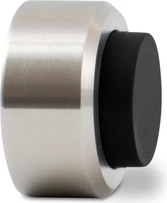 Imagen del producto de Topes para puerta de acero inoxidable con amortiguador de goma, diámetro de 3,2 cm, altura de 2 cm, para montaje en pared