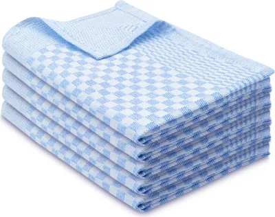 Produktbild von 5er Set Geschirrtücher, 100% Baumwolle, 46x70 cm, saugstark, blau kariert