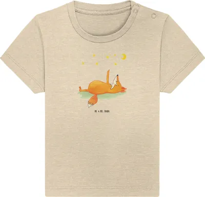 Produktbild von Mr. & Mrs. Panda Organic Baby Shirt Fuchs Sterne 6. - 12. Monat - Natural Raw - Geschenk,  Babyshirt, Jerseyshirt, Nachts, Romantik, Baumwollshirt, T-Shirt, Mond