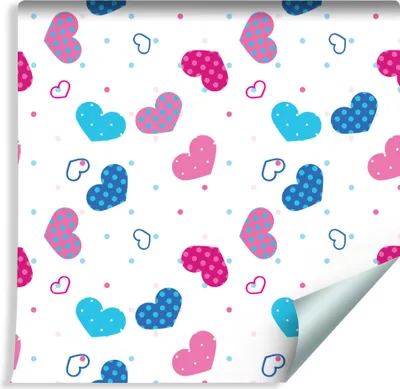 Obrázok produktu pre 10m VLIES WALLPAPER rolka detská izba farebné srdcia bodky gule vzor XXL